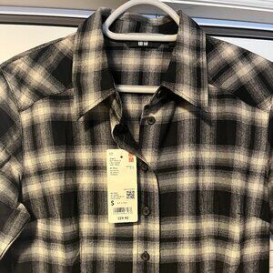 NWT $59 UNIQLO Checked Soft Brushed Long Shirt/Dress Small